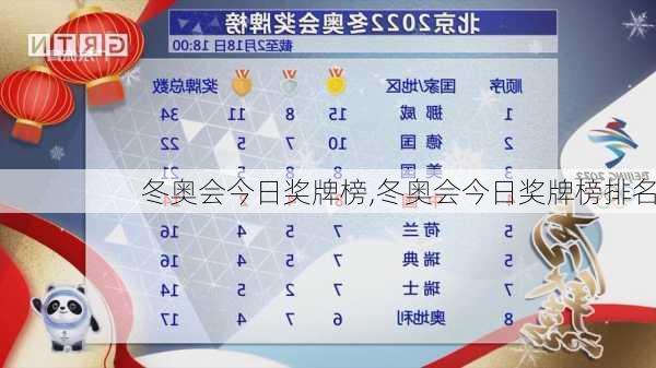 冬奥会今日奖牌榜,冬奥会今日奖牌榜排名