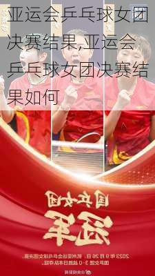 亚运会乒乓球女团决赛结果,亚运会乒乓球女团决赛结果如何