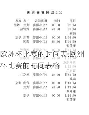 欧洲杯比赛的时间表,欧洲杯比赛的时间表格