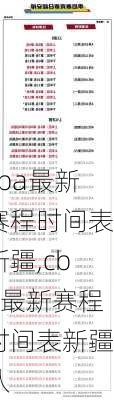 cba最新赛程时间表新疆,cba最新赛程时间表新疆队
