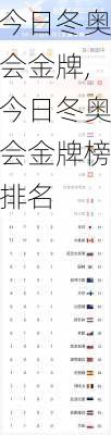 今日冬奥会金牌,今日冬奥会金牌榜排名