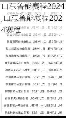 山东鲁能赛程2024,山东鲁能赛程2024赛程