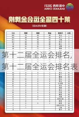 第十二届全运会排名,第十二届全运会排名表