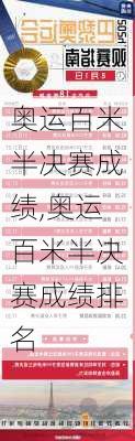 奥运百米半决赛成绩,奥运百米半决赛成绩排名