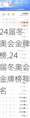 24届冬奥会金牌榜,24届冬奥会金牌榜排名