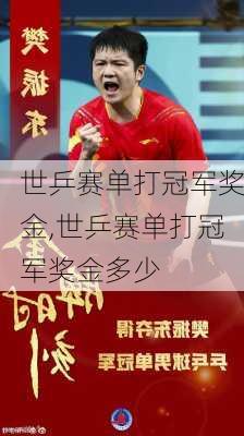 世乒赛单打冠军奖金,世乒赛单打冠军奖金多少