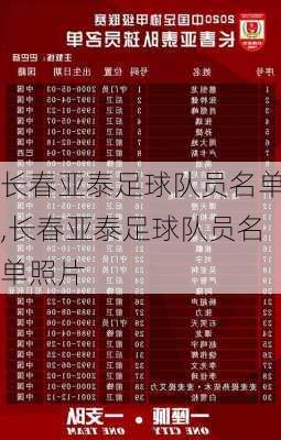 长春亚泰足球队员名单,长春亚泰足球队员名单照片