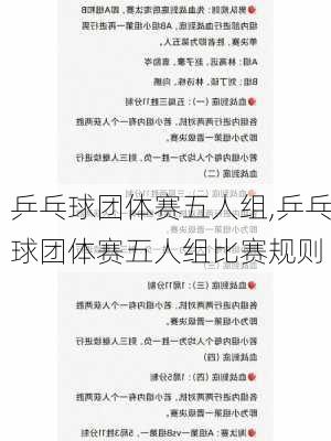 乒乓球团体赛五人组,乒乓球团体赛五人组比赛规则