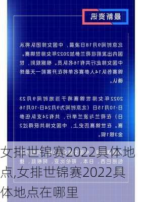 女排世锦赛2022具体地点,女排世锦赛2022具体地点在哪里