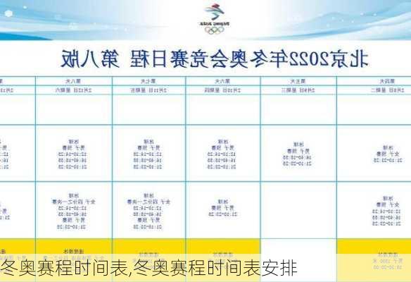 冬奥赛程时间表,冬奥赛程时间表安排