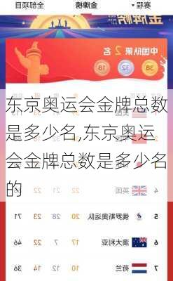 东京奥运会金牌总数是多少名,东京奥运会金牌总数是多少名的