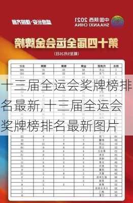 十三届全运会奖牌榜排名最新,十三届全运会奖牌榜排名最新图片