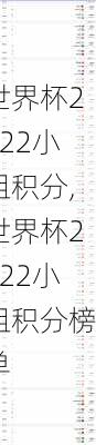 世界杯2022小组积分,世界杯2022小组积分榜单