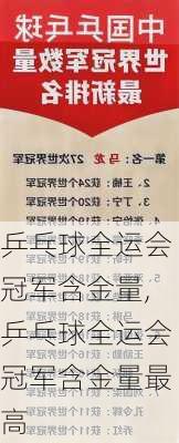 乒乓球全运会冠军含金量,乒乓球全运会冠军含金量最高