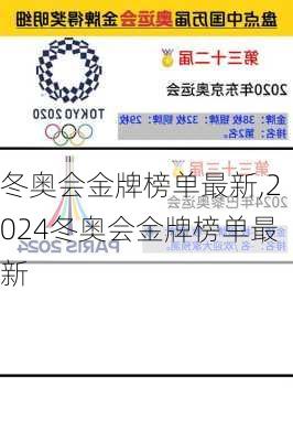 冬奥会金牌榜单最新,2024冬奥会金牌榜单最新