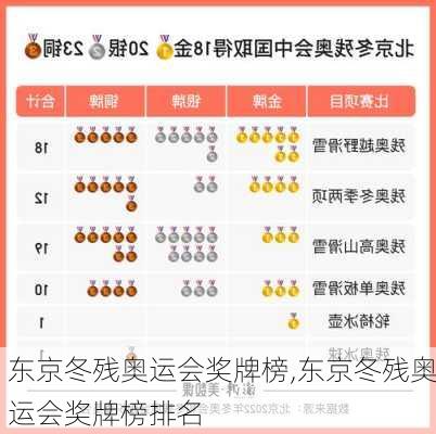 东京冬残奥运会奖牌榜,东京冬残奥运会奖牌榜排名