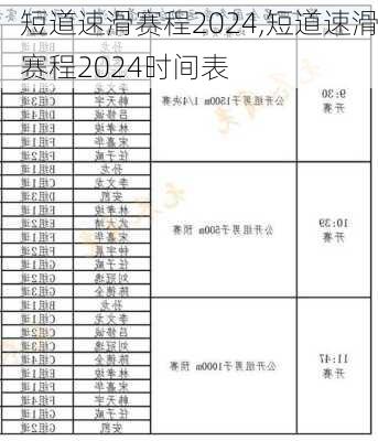 短道速滑赛程2024,短道速滑赛程2024时间表