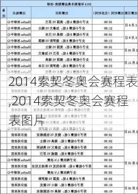 2014索契冬奥会赛程表,2014索契冬奥会赛程表图片