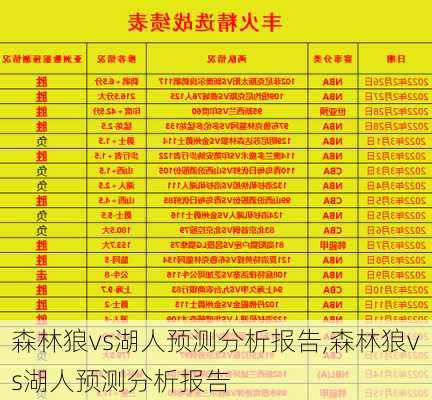 森林狼vs湖人预测分析报告,森林狼vs湖人预测分析报告