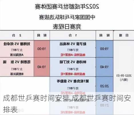 成都世乒赛时间安排,成都世乒赛时间安排表