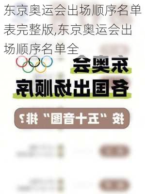 东京奥运会出场顺序名单表完整版,东京奥运会出场顺序名单全