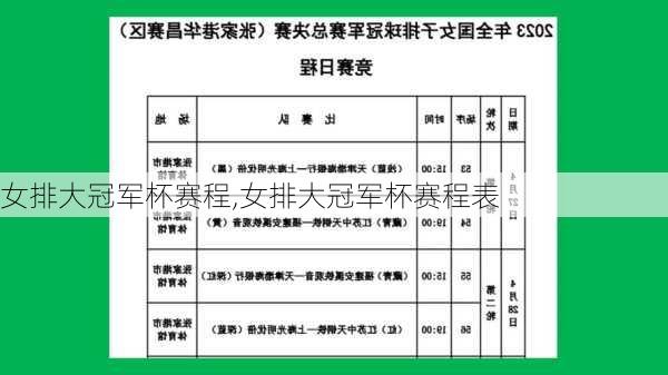 女排大冠军杯赛程,女排大冠军杯赛程表
