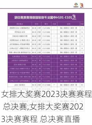 女排大奖赛2023决赛赛程 总决赛,女排大奖赛2023决赛赛程 总决赛直播