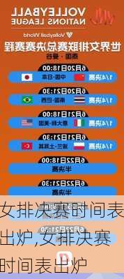 女排决赛时间表出炉,女排决赛时间表出炉