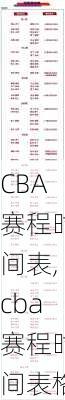 CBA赛程时间表,cba赛程时间表格
