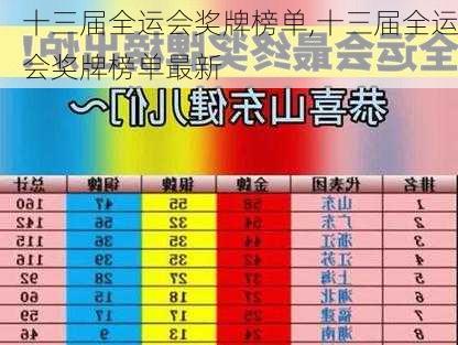 十三届全运会奖牌榜单,十三届全运会奖牌榜单最新