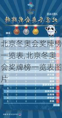 北京冬奥会奖牌榜一览表,北京冬奥会奖牌榜一览表图片