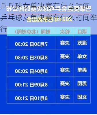 乒乓球女单决赛在什么时间,乒乓球女单决赛在什么时间举行