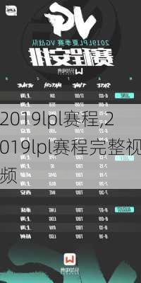 2019lpl赛程,2019lpl赛程完整视频