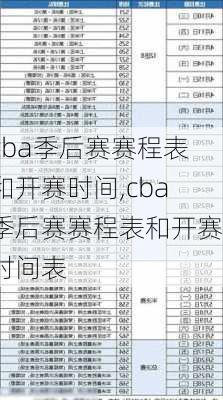 cba季后赛赛程表和开赛时间,cba季后赛赛程表和开赛时间表