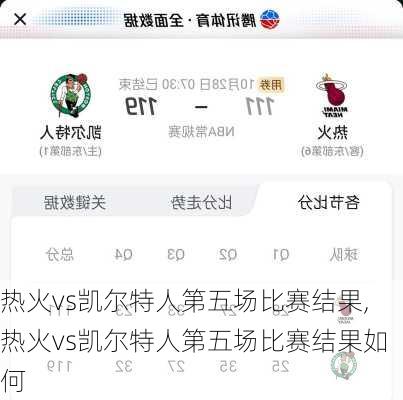 热火vs凯尔特人第五场比赛结果,热火vs凯尔特人第五场比赛结果如何