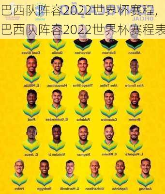 巴西队阵容2022世界杯赛程,巴西队阵容2022世界杯赛程表
