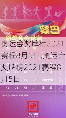 奥运会奖牌榜2021赛程8月5日,奥运会奖牌榜2021赛程8月5日