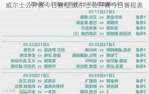 威尔士公开赛今日赛程,威尔士公开赛今日赛程表