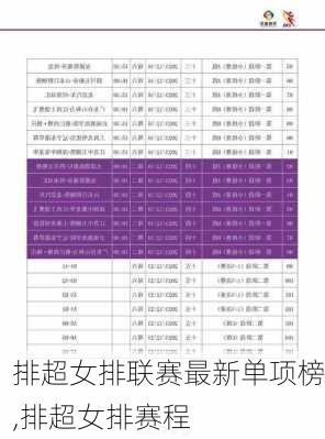 排超女排联赛最新单项榜,排超女排赛程