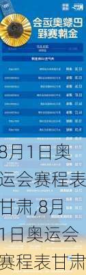 8月1日奥运会赛程表甘肃,8月1日奥运会赛程表甘肃