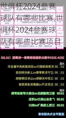 世俱杯2024参赛球队有哪些比赛,世俱杯2024参赛球队有哪些比赛项目