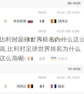 比利时足球世界排名为什么这么高,比利时足球世界排名为什么这么高呢