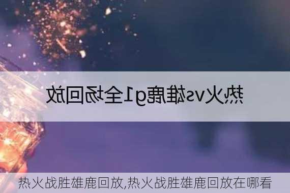 热火战胜雄鹿回放,热火战胜雄鹿回放在哪看