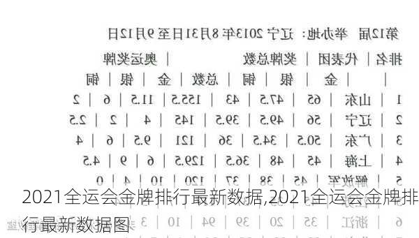 2021全运会金牌排行最新数据,2021全运会金牌排行最新数据图