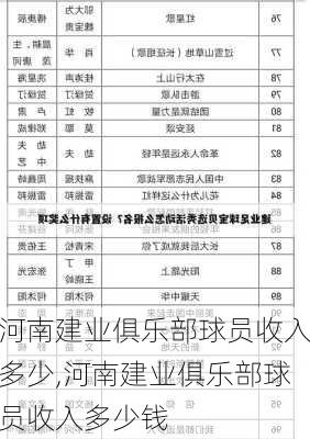 河南建业俱乐部球员收入多少,河南建业俱乐部球员收入多少钱