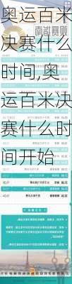 奥运百米决赛什么时间,奥运百米决赛什么时间开始