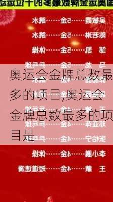 奥运会金牌总数最多的项目,奥运会金牌总数最多的项目是