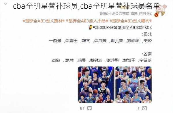 cba全明星替补球员,cba全明星替补球员名单