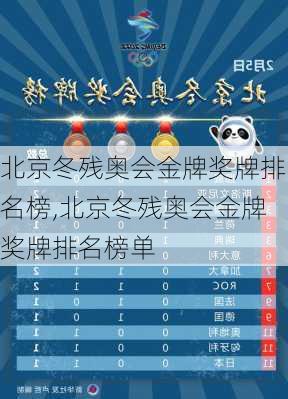 北京冬残奥会金牌奖牌排名榜,北京冬残奥会金牌奖牌排名榜单