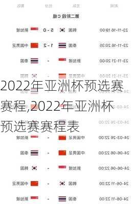 2022年亚洲杯预选赛赛程,2022年亚洲杯预选赛赛程表